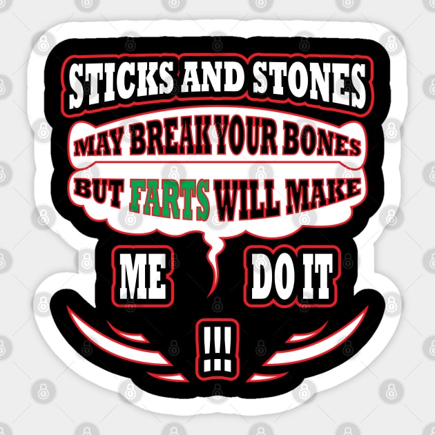 Sticks and Stones and Fart Joke Sticker by MonkeyBusiness